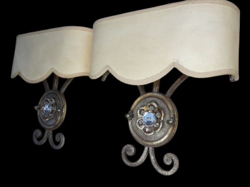 Paire d'appliques fer forgé années 40