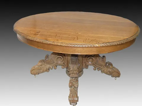 Table à rallonges époque Napoléon III en chêne blond