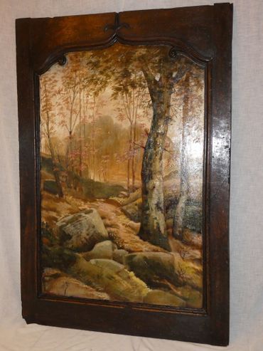 Grand tableau Paysage huile sur bois fin 19ème début 20ème siècle