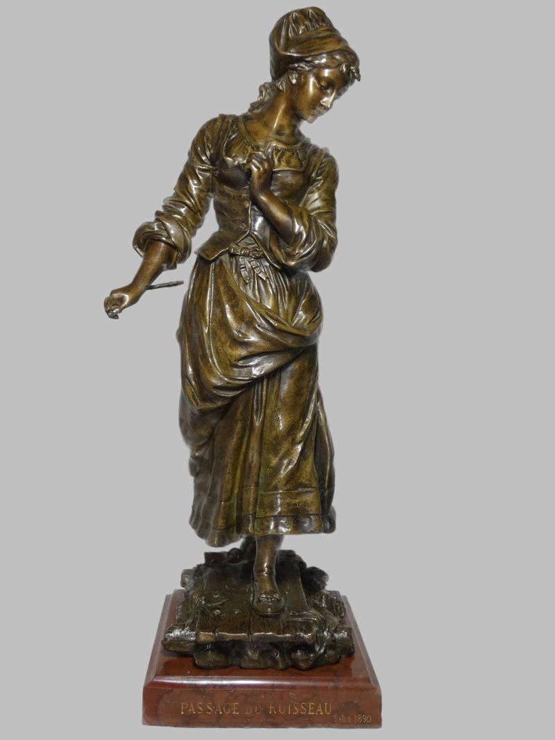 E. TASSEL bronze 19ème siècle Le passage du ruisseau