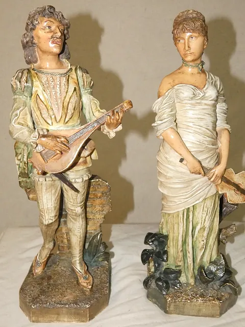 Couple de musiciens en terre cuite 19ème siècle