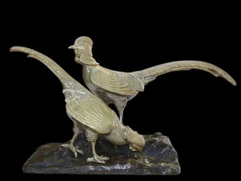 grand bronze Charles Guilloud "couple de faisans vénérés"