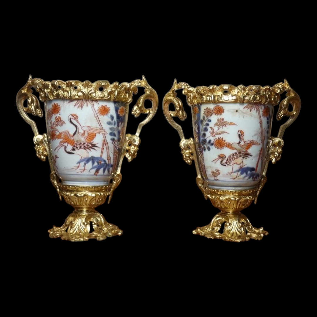 Paire de vases ou pots à pinceaux Imari Arita 19ème siècle