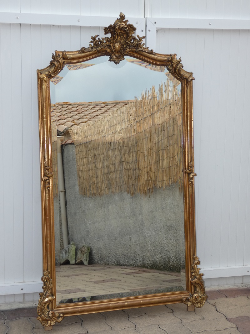 Miroir doré 19ème siècle style Louis XV époque Napoléon III