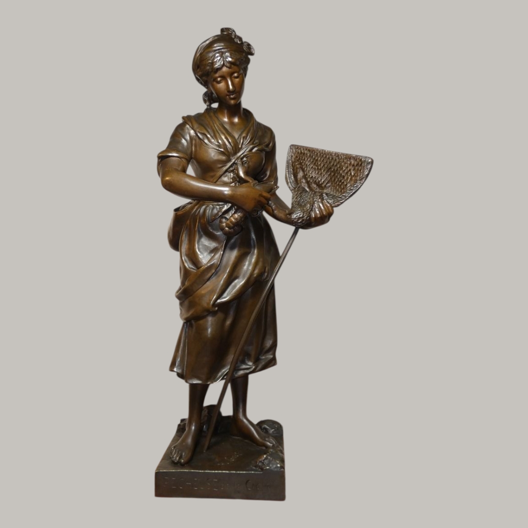 Bronze signé Marcel DEBUT "la pêcheuse de homards"